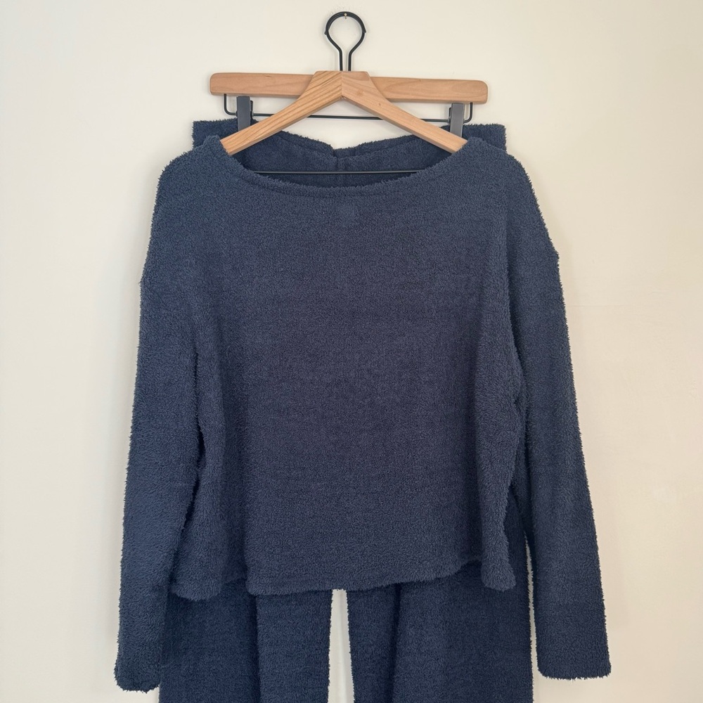 Gap Navy Blue Cozy Teddy Pajama Lounge Set Size Large - Picture 2 of 7